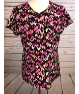 Koi Scrub top Shirt Small Tulip floral 352PR Medical Nursing Uniform Hearts - €13,98 EUR