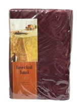 Linens-n-Things Harvest Scroll Damask Tablecloth 60 x 120&quot; Oblong Rouge Red - $28.51