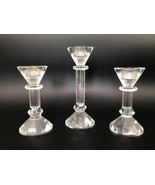 (3) LEAD CRYSTAL Candlesticks~Panel Cut Columns~Nice Prism Refraction - $24.70
