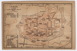 1906 Original Antique City Map Of Lucca / Tuscany / Italy - £16.73 GBP