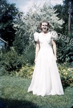 1949 Pretty Bride with Pearls Outdoors Manhattan KS Red-Border Kodachrome Slide - £2.73 GBP