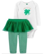 Girls St Patricks Day Carters 2 Pc Lucky Bodysuit &amp; Tutu Leggings Set- 1... - £11.82 GBP