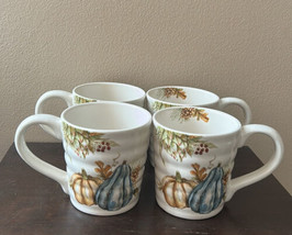 Maxcera Coffee Mugs Set Of 4 Cups New Pumpkins Fall Thanksgiving - £51.14 GBP
