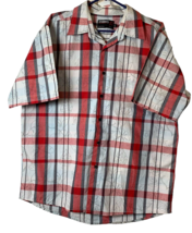 Stubbies Shirt Mens Short Sleeve Size Large Red Plaid 100% Cotton - £10.72 GBP
