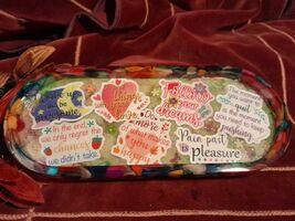 Fun Funky Motivational Positive Vibes Colorful Large Trinket Tray Decor ... - $18.17 CAD