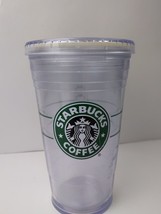 Starbucks 2009  16 ounce Clear  Plastic Double Wall Tumbler W/ Lid RETIRED LOGO - £9.34 GBP