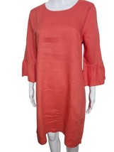 John Mark Linen Tunic Dress Womens Medium Orange Flutter Sleeve Pockets - £22.05 GBP