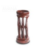 Hand Carved African Teak Wood Crossover Candleholder D09cm x H20cm - $90.18 CAD