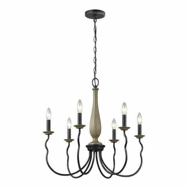 Simira 6-Light Weathered Gray Classic Rustic Farmhouse Candlestick Chandelier - $79.19