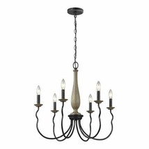 Simira 6-Light Weathered Gray Classic Rustic Farmhouse Candlestick Chandelier - £63.30 GBP