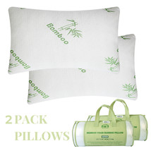 2 Pack Memory Foam Pillows Bamboo Hypoallergenic Bed Pillow With Bag Queen Size - £67.00 GBP
