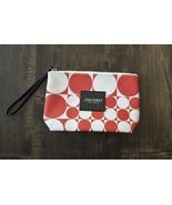 SHISEIDO Wristlet Cometic Bag Make-Up Pouch Red and White 8.5” - £8.57 GBP