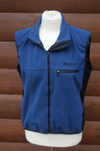 Marmot M Fleece Vest Blue Full Zip Windstopper Black Trim USA - $19.76