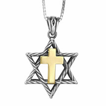 Pendentif étoile de David messianique avec croix Collier en argent sterling... - £87.03 GBP