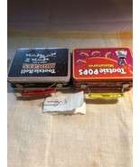 2 Vintage Mini Lunch Box Tin Advertising Tootsie Pops Miniatures With Ha... - £12.61 GBP