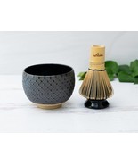 Black Ceramic Matcha Set - Japanese Matcha Bowl, Bamboo Matcha Whisk and... - $63.07 CAD
