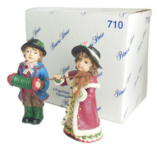 Princess House Christmas Pair Musician Figurines Boy Girl Violin Accordion - £14.29 GBP