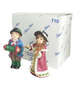 Princess House Christmas Pair Musician Figurines Boy Girl Violin Accordion - £14.34 GBP