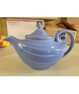 Vintage Tea Pot Blue Steep Hall Aladdin Made in USA Collectible Cute - £47.54 GBP