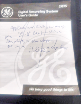 user's guide for a GE digital answering system - $1.46