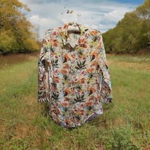 The Lazy Poet Size M 100% Linen Caribbean Flamingo Print Sleep Shirt Nig... - $47.43 CAD