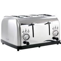 MegaChef 4 Slice Wide Slot Toaster w Variable Browning in Silver - £58.54 GBP