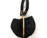 Goldco Italy Suede Sac Purse Clutch Handbag Black Small Bag Gold Metal H... - $29.02