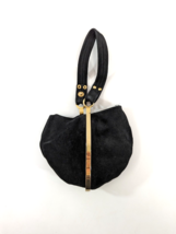 Goldco Italy Suede Sac Purse Clutch Handbag Black Small Bag Gold Metal H... - £22.83 GBP
