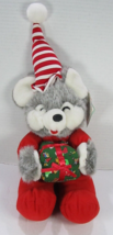 VTG Fiesta Christmas Plush Mouse w/Gift Box & Stocking Hat 1995 w/tag 9" - $14.03