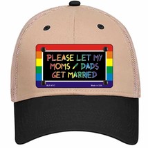 Please Let My Moms And Dads Novelty Khaki Mesh License Plate Hat - £22.81 GBP