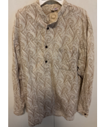 Wah Maker Frontier Shirt  L Paisley Leaves Long Sleeve Band Collar Weste... - €49,83 EUR
