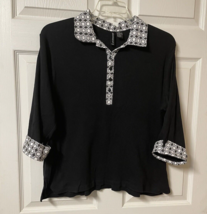 Jason Maxwell Womens Top Plus Size 3X Black Knit w/ Cotton Trim - $13.98