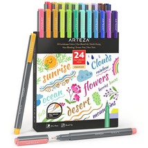 Felt Tip Pens, Set Of 24 Landscape Brush Tip Calligraphy Pens For Note Taking, S - £28.53 GBP