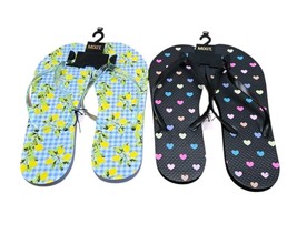 Lot Of 2 Pairs Mixit Flip Flops Womens 11/12 Lemon Gingham Black Multi H... - $13.61