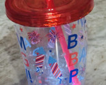 Patriotic Plastic Tumbler WITH LID/STRAW GREAT FOR FOURTH OF JULY-Light Up - £14.70 GBP
