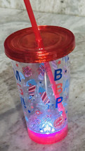 Patriotic Plastic Tumbler With LID/STRAW Great For Fourth Of JULY-Light Up - £14.72 GBP