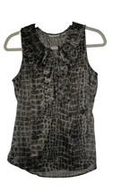 New York &amp; Co Blouse Women&#39;s M Top Ruffled Animal Print - $11.99