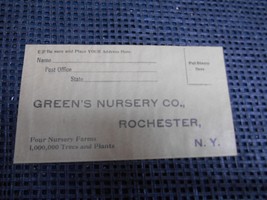 Antique Green&#39;s Nursery Co. Rochester Ny Mail-Order Envelope Unused Old Vtg - £7.88 GBP