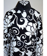 Black and White Floral Print Polyester Twill Lycra Stretch Fabric 1 Yard... - £31.47 GBP