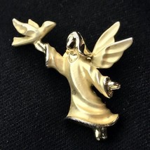 Angel Holding Dove signed GIUSTI Vintage Pin Brooch Christian - $12.88