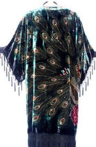 Black Bohemian Fabulous Vintage Style Mucha Velvet Peacock Boho Gypsy Du... - £199.11 GBP