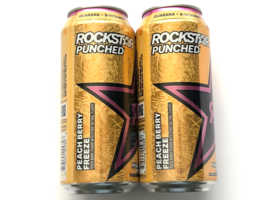 2 cans Rare No Longer Made 2022 16oz Rockstar Energy Drink Peach Berry F... - £4.74 GBP