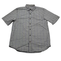 Carhartt Shirt Mens M Blue Brown Plaid Relaxed Fit Button Down Short Sleeve - $18.69