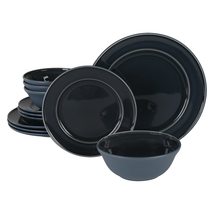 Martha Stewart Portillo 12 Piece Reactive Stoneware Dinnerware Set - Blue - £75.30 GBP+