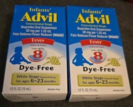 2 ADVIL Ibuprofen Oral Suspension Infants Concentrated Drops White Grape... - $14.54