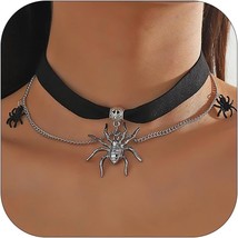 Halloween Spider Necklace Earrings Ring Green Crystal Spider Jewelry Set Hallowe - £15.92 GBP