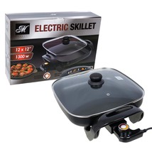 Electric Non-Stick Skillet Square Black Indoor Grill Countertop Cooker C... - £37.12 GBP