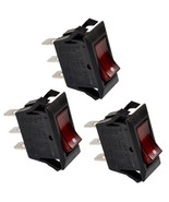 3-Pack Red Lighted Rocker Switch Black Function ON OFF 3 Prong 15A for N... - £30.32 GBP