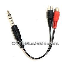 6 inch 1/4&quot; Male Stereo Plug to Dual RCA Jacks (F) Premium Audio Cable W... - £5.57 GBP