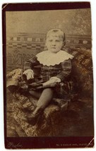 Circa 1890&#39;S Cabinet Card Adorable Little Girl Plaid Dress Parkes Cleveland Oh - £7.42 GBP